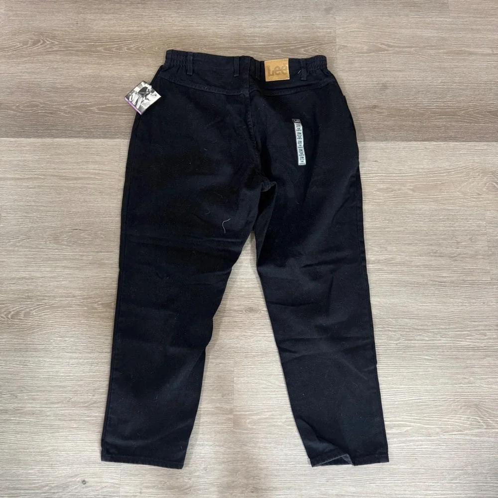 Vtg Lee Side Elastic Pants Womens 20W Petite Black Cotton High Rise Tapered NWT